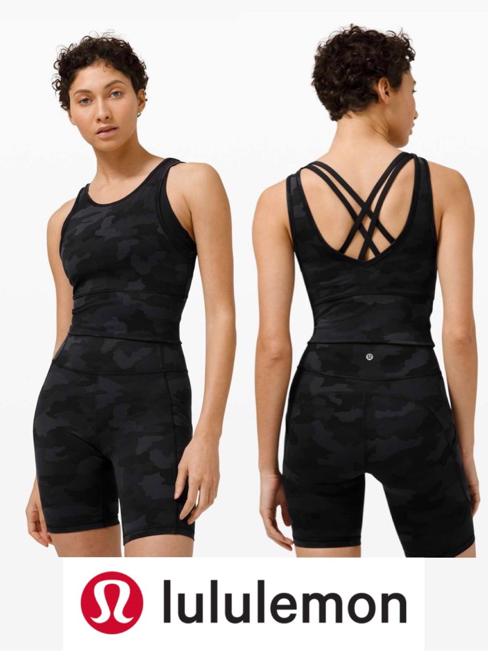 Lululemon Power Pivot Tank Top *Everlux - Size 12 - Colour Heritage 365 Camo